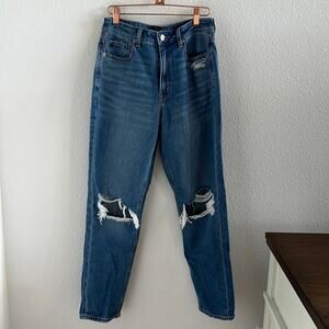 American Eagle Comfort Stretch Waistband Mom Jean Blowout Knee Distressed 6